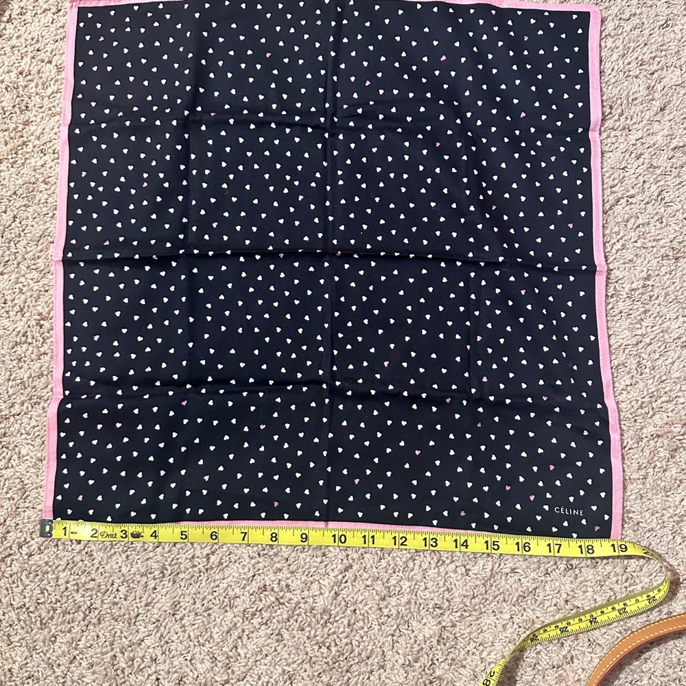 Celine Black and Pink Heart Pattern Scarf - Picture 10 of 10